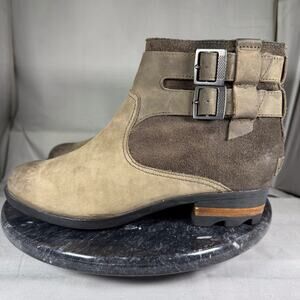 Sorel Lolla Green Leather Ankle Boot Zip-UP/Buckles Women’s Size 8.5 US